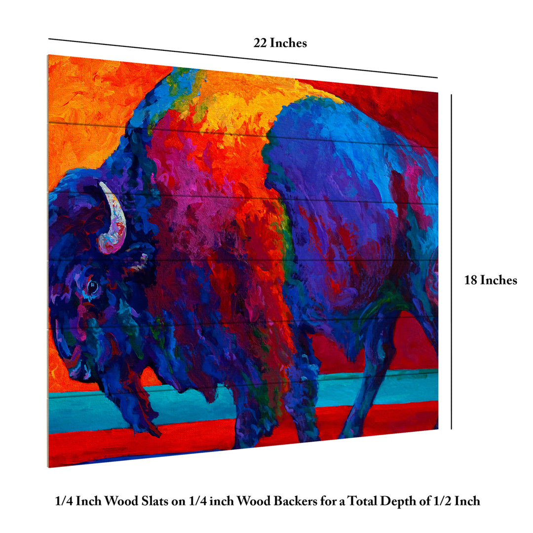 Wooden Slat Art 18 x 22 Inches Titled Abstract Bison Ready to Hang Picture Image 6