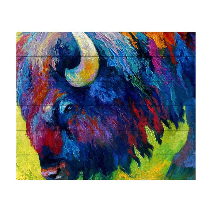 Wooden Slat Art 18 x 22 Inches Titled Bison Portrait II Ready to Hang Picture Image 2