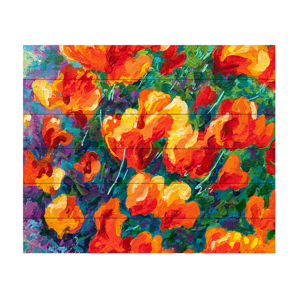 Wooden Slat Art 18 x 22 Inches Titled Cal Poppies Ready to Hang Picture Image 2