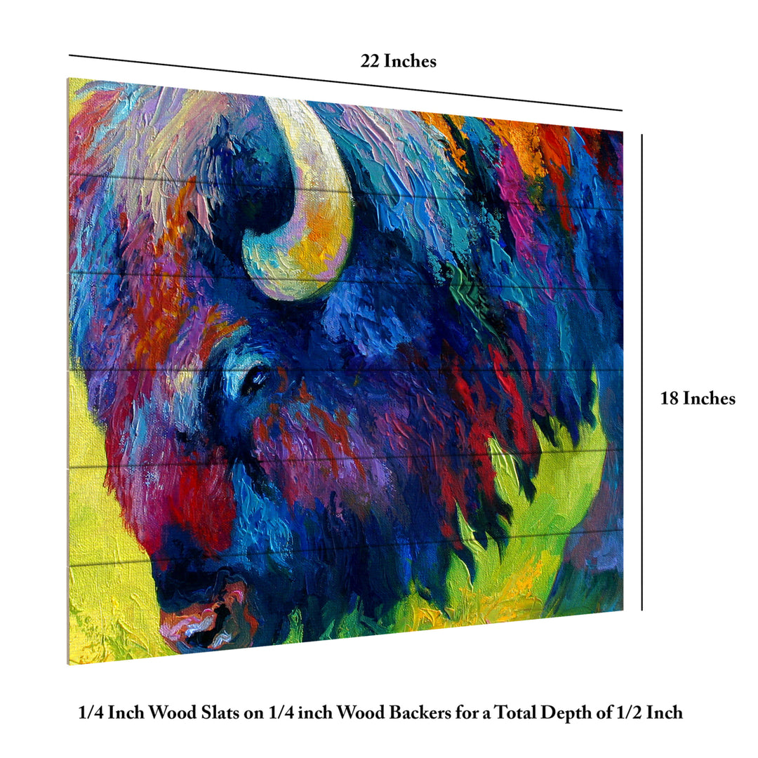 Wooden Slat Art 18 x 22 Inches Titled Bison Portrait II Ready to Hang Picture Image 6