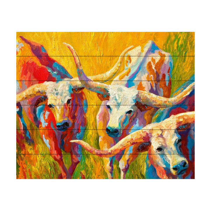 Wooden Slat Art 18 x 22 Inches Titled Dance of the Longhorns Ready to Hang Picture Image 2