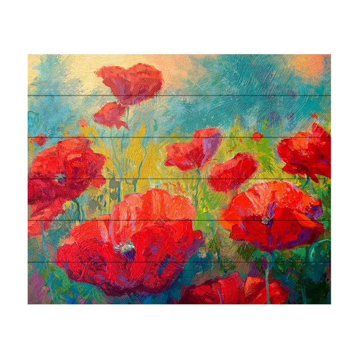 Wooden Slat Art 18 x 22 Inches Titled Field of Poppies Ready to Hang Picture Image 2