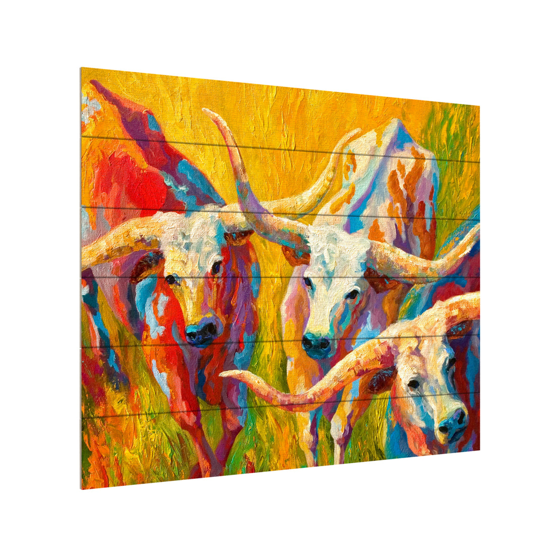 Wooden Slat Art 18 x 22 Inches Titled Dance of the Longhorns Ready to Hang Picture Image 3