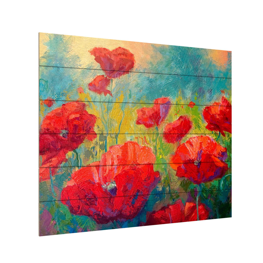 Wooden Slat Art 18 x 22 Inches Titled Field of Poppies Ready to Hang Picture Image 3