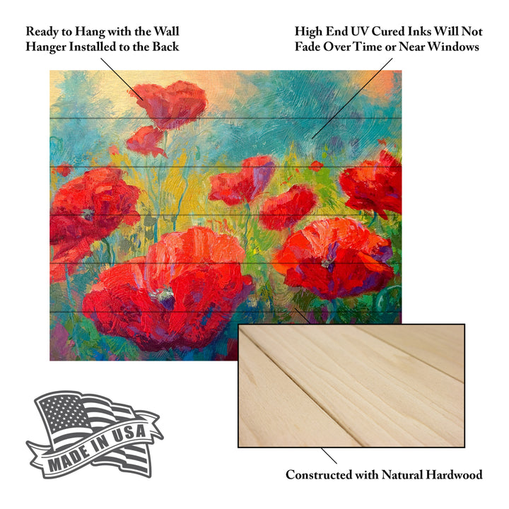 Wooden Slat Art 18 x 22 Inches Titled Field of Poppies Ready to Hang Picture Image 5