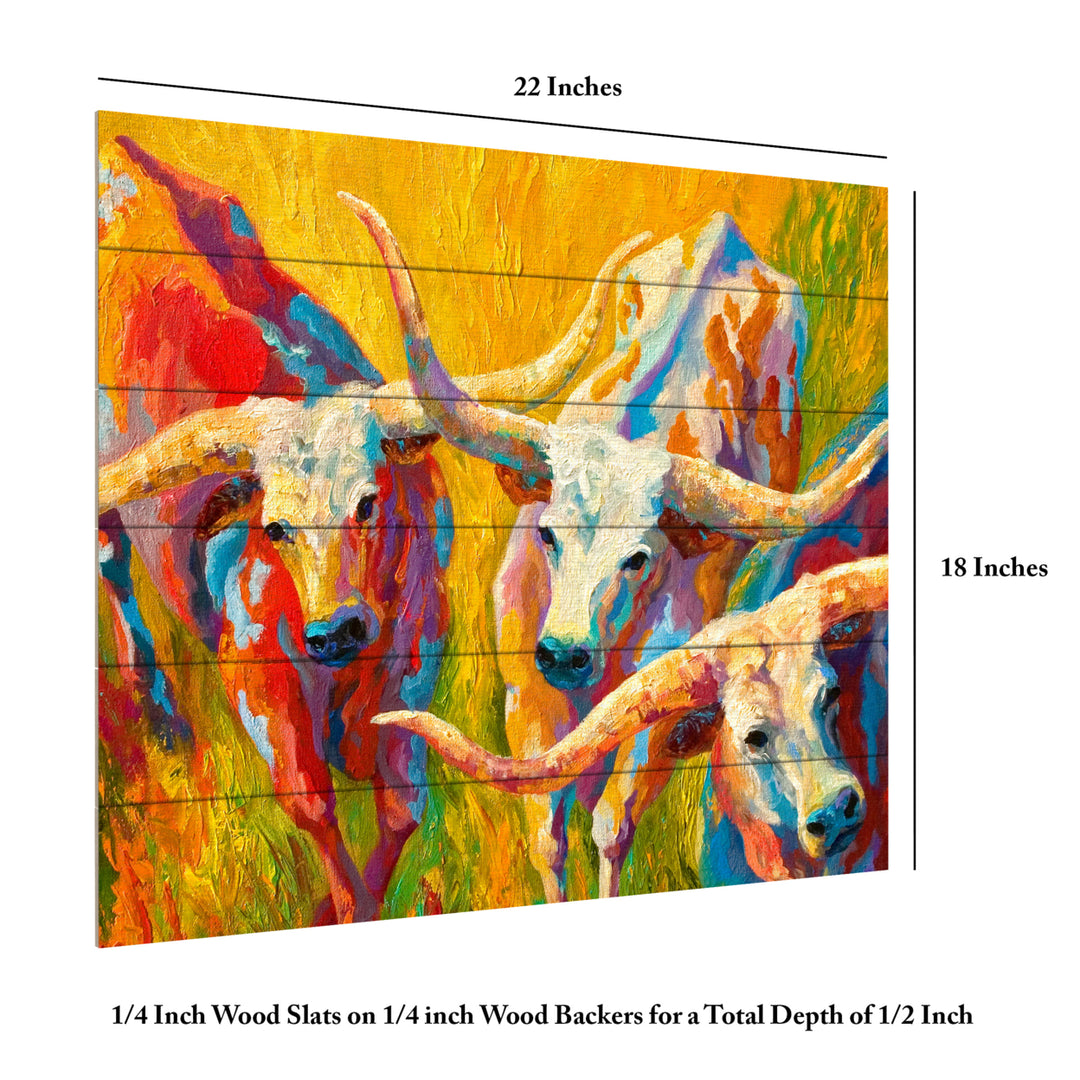 Wooden Slat Art 18 x 22 Inches Titled Dance of the Longhorns Ready to Hang Picture Image 6