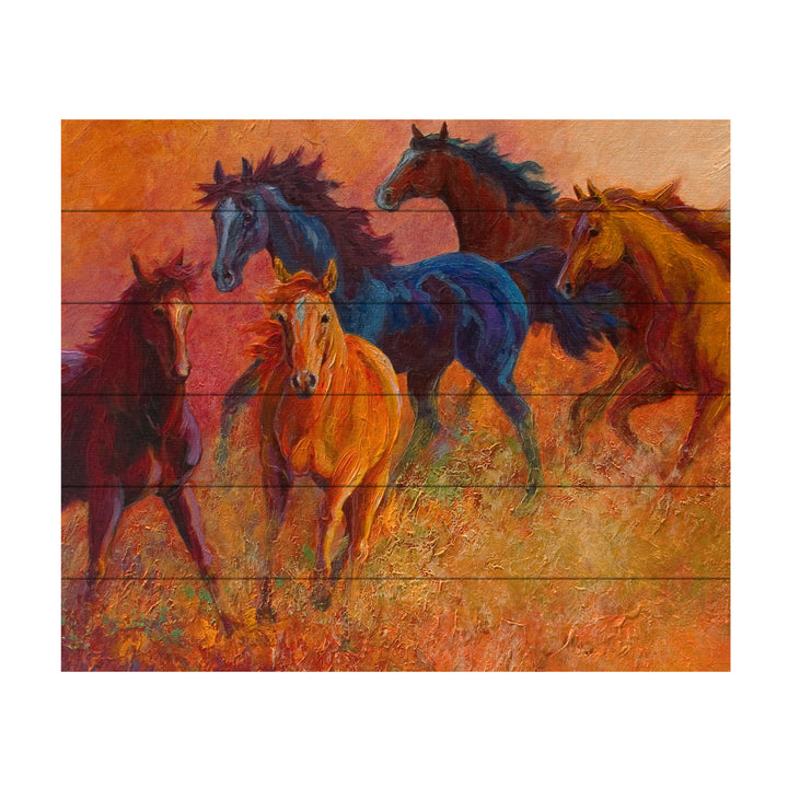 Wooden Slat Art 18 x 22 Inches Titled Free Range Horses Ready to Hang Picture Image 2