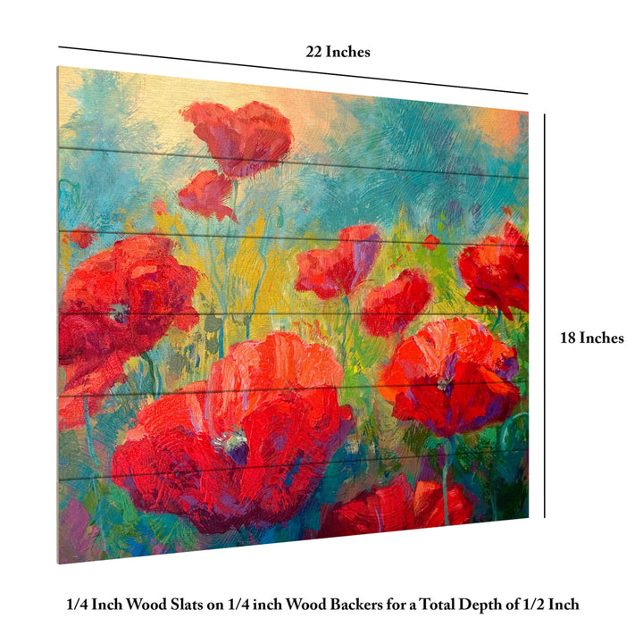 Wooden Slat Art 18 x 22 Inches Titled Field of Poppies Ready to Hang Picture Image 6