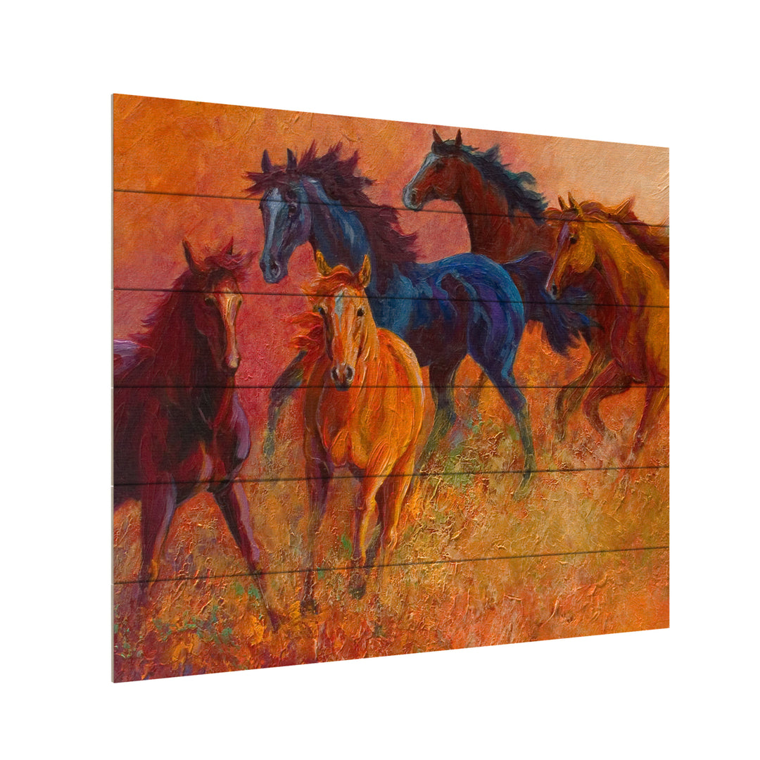 Wooden Slat Art 18 x 22 Inches Titled Free Range Horses Ready to Hang Picture Image 3