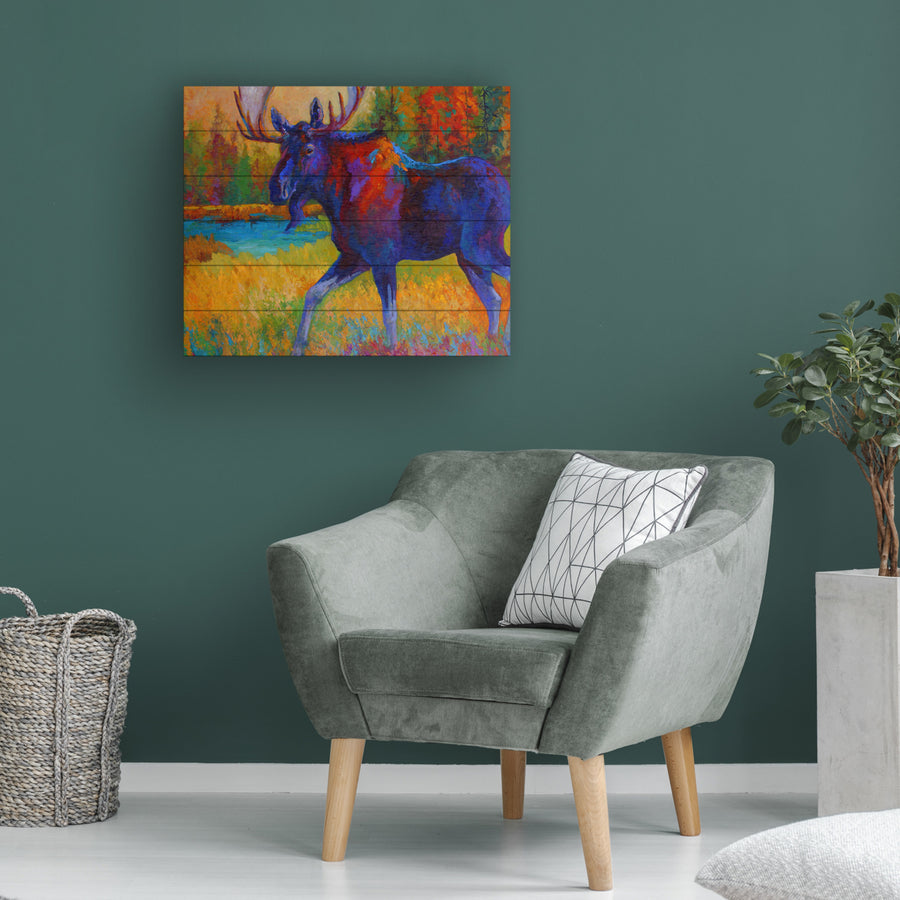 Wooden Slat Art 18 x 22 Inches Titled Majestic Moose Ready to Hang Picture Image 1