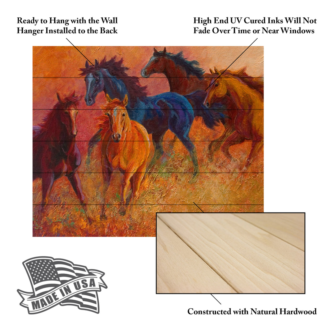 Wooden Slat Art 18 x 22 Inches Titled Free Range Horses Ready to Hang Picture Image 5