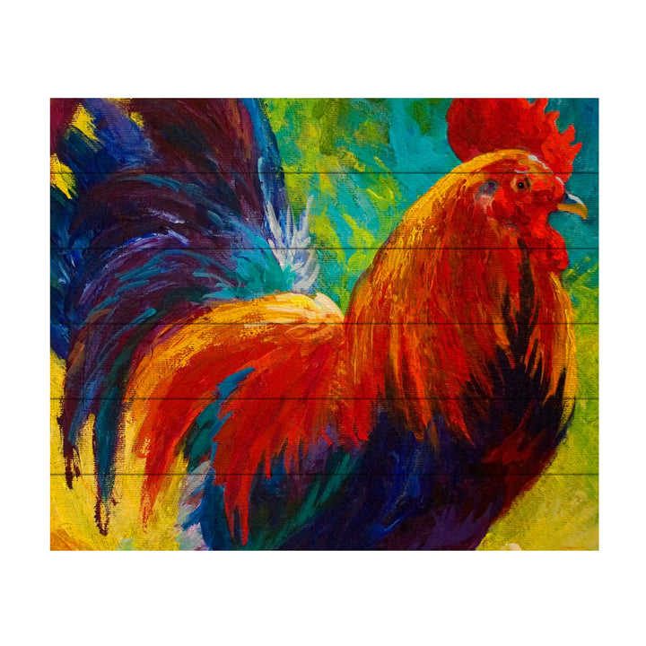 Wooden Slat Art 18 x 22 Inches Titled Hot Shot Rooster Ready to Hang Picture Image 2