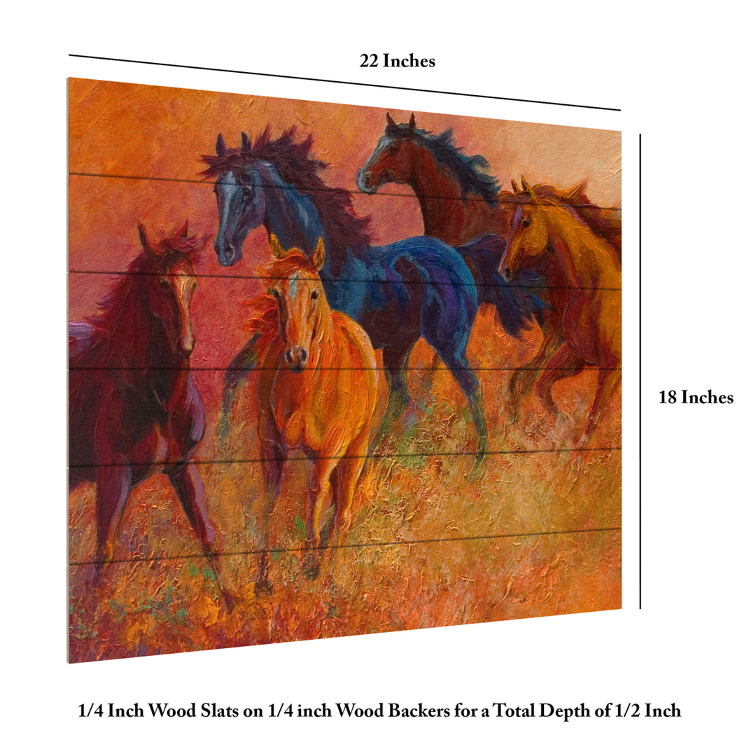 Wooden Slat Art 18 x 22 Inches Titled Free Range Horses Ready to Hang Picture Image 6