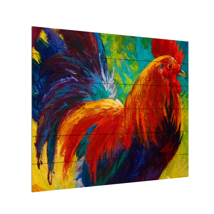 Wooden Slat Art 18 x 22 Inches Titled Hot Shot Rooster Ready to Hang Picture Image 3