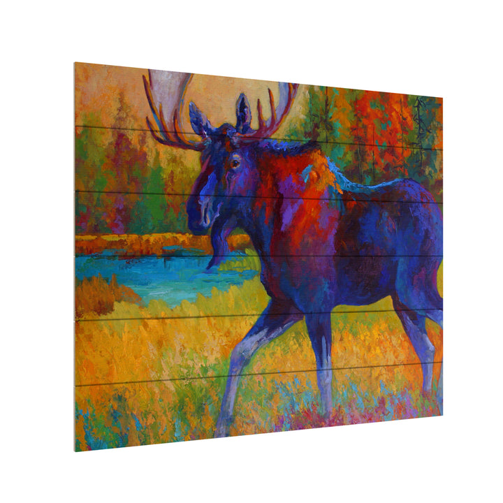 Wooden Slat Art 18 x 22 Inches Titled Majestic Moose Ready to Hang Picture Image 3