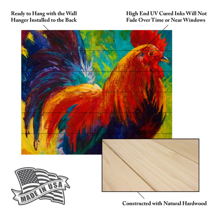 Wooden Slat Art 18 x 22 Inches Titled Hot Shot Rooster Ready to Hang Picture Image 5