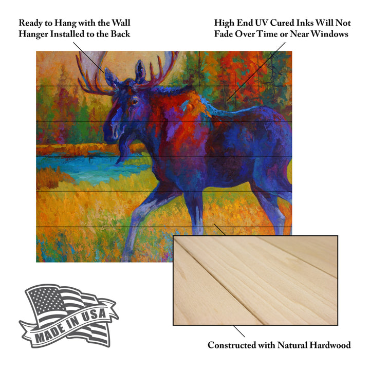 Wooden Slat Art 18 x 22 Inches Titled Majestic Moose Ready to Hang Picture Image 5