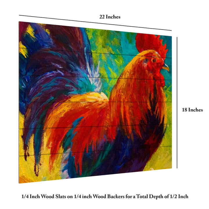 Wooden Slat Art 18 x 22 Inches Titled Hot Shot Rooster Ready to Hang Picture Image 6