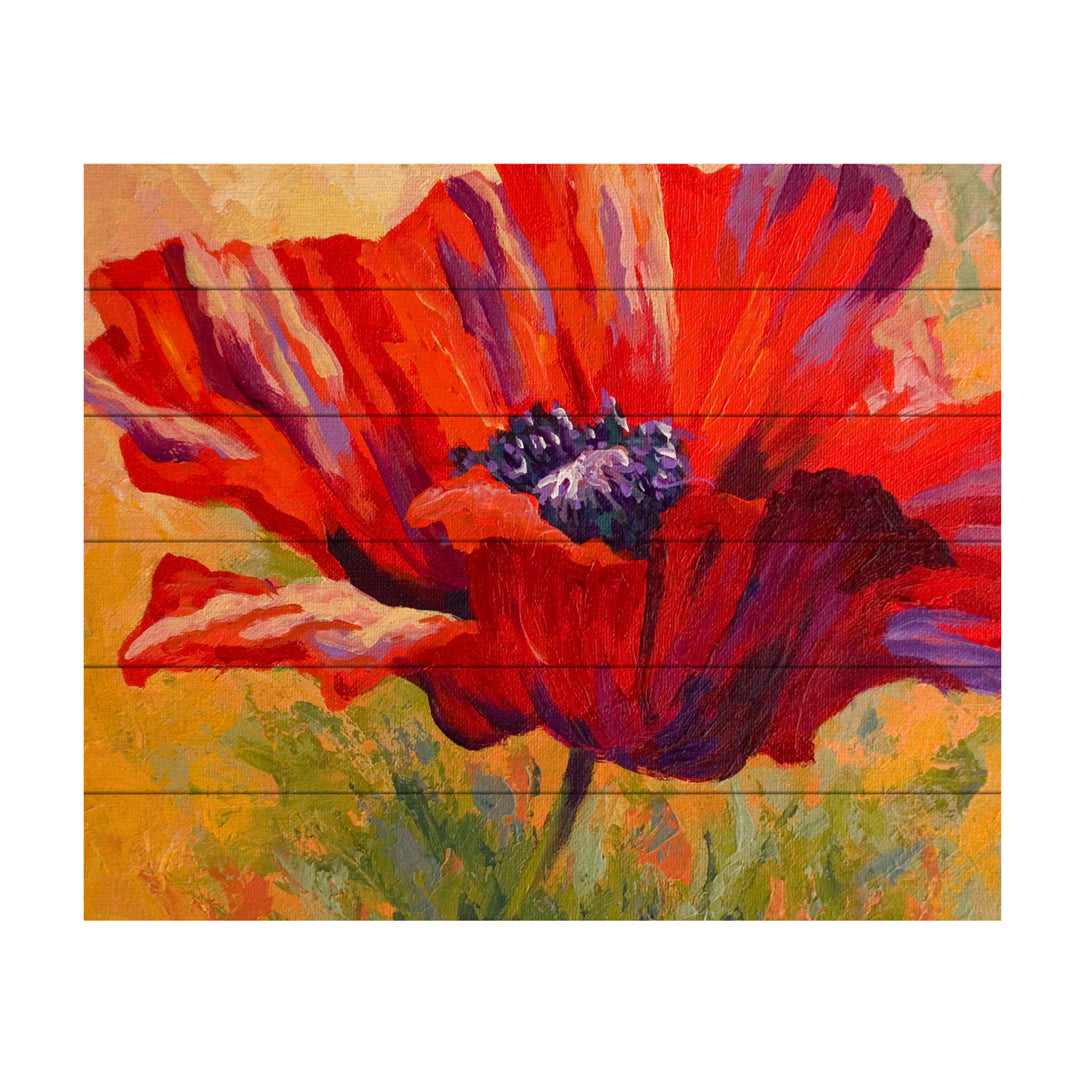 Wooden Slat Art 18 x 22 Inches Titled Red Poppy II Ready to Hang Picture Image 2