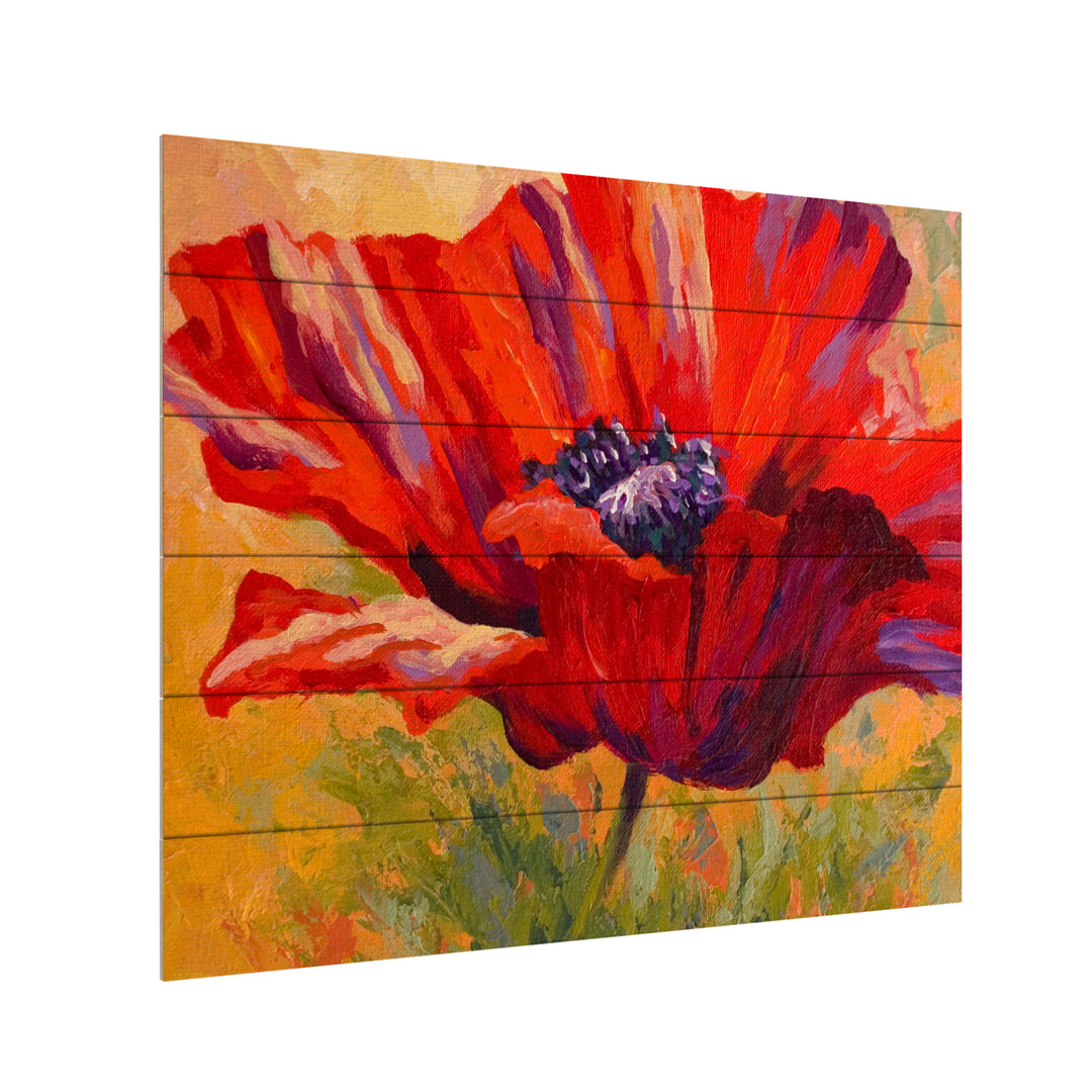 Wooden Slat Art 18 x 22 Inches Titled Red Poppy II Ready to Hang Picture Image 3