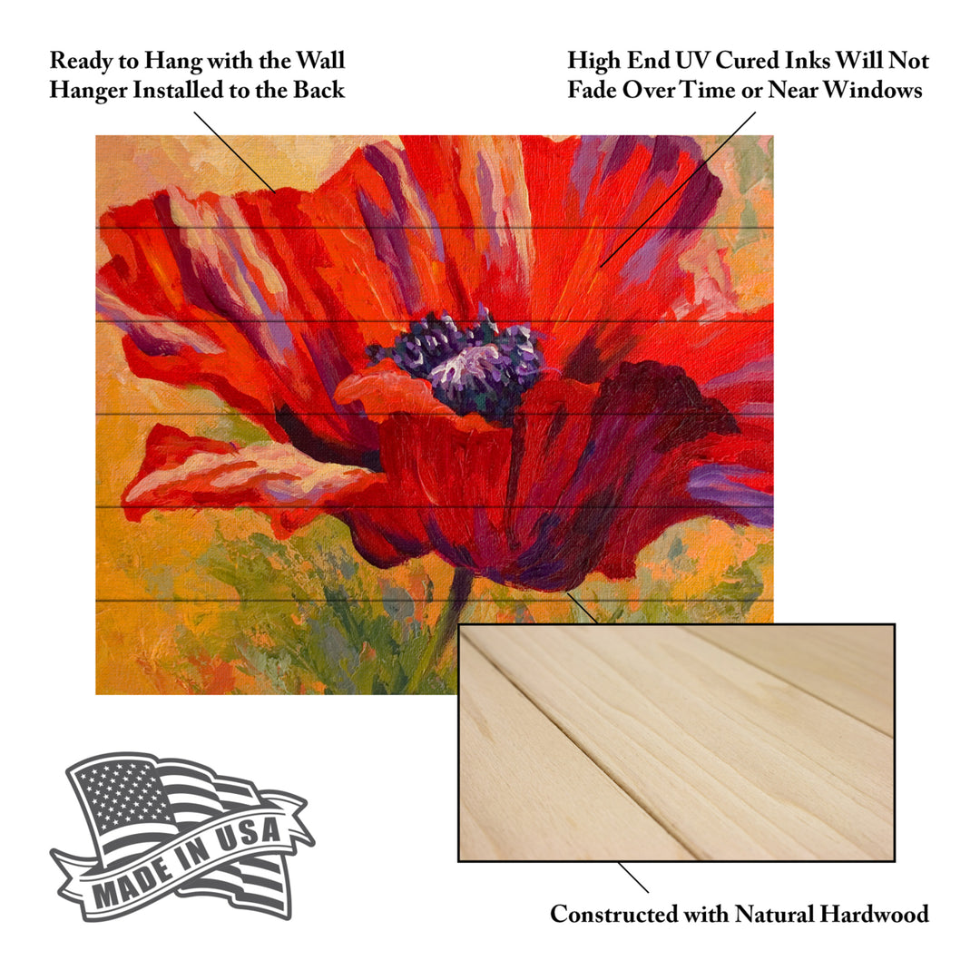 Wooden Slat Art 18 x 22 Inches Titled Red Poppy II Ready to Hang Picture Image 5