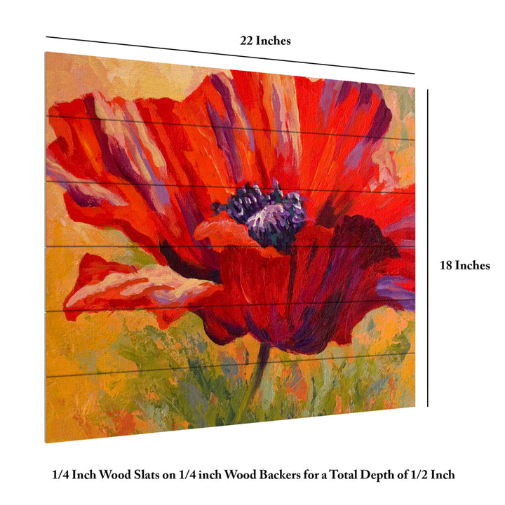 Wooden Slat Art 18 x 22 Inches Titled Red Poppy II Ready to Hang Picture Image 6