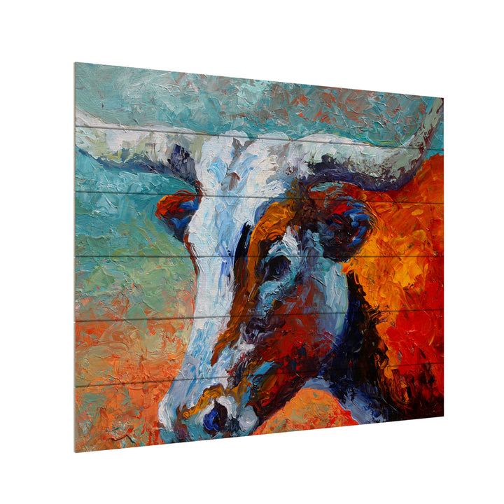 Wooden Slat Art 18 x 22 Inches Titled Young Longhorn Ready to Hang Picture Image 3