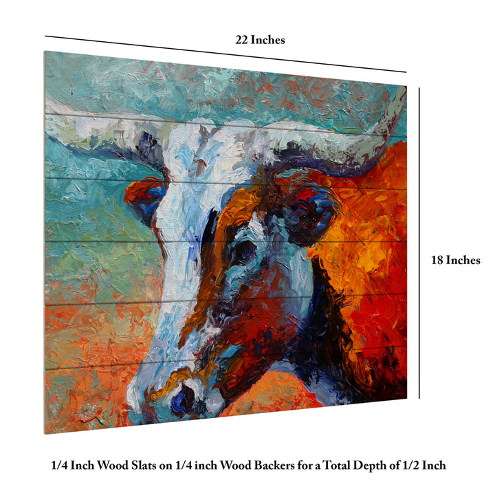 Wooden Slat Art 18 x 22 Inches Titled Young Longhorn Ready to Hang Picture Image 6