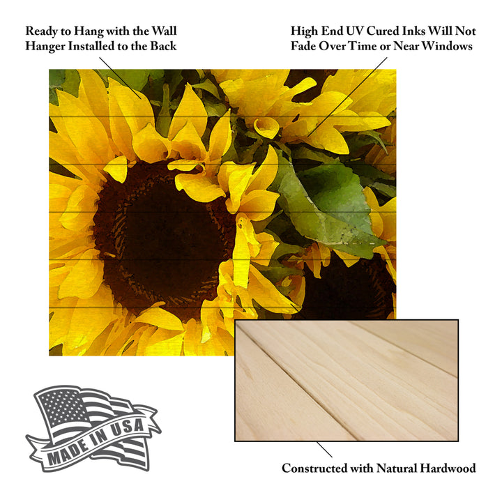 Wooden Slat Art 18 x 22 Inches Titled Sunflowers Ready to Hang Picture Image 5