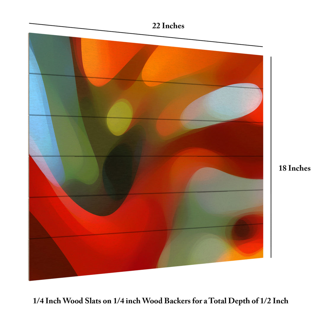 Wooden Slat Art 18 x 22 Inches Titled Red Tree Light Ready to Hang  Picture Image 6