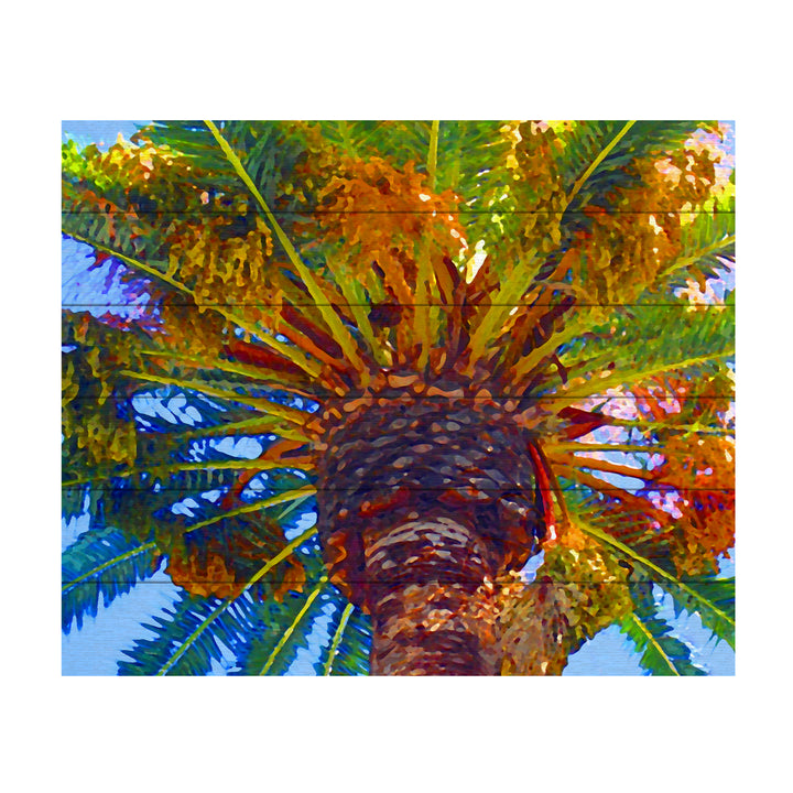 Wooden Slat Art 18 x 22 Inches Titled Palm Tree Looking Up Ready to Hang  Picture Image 2