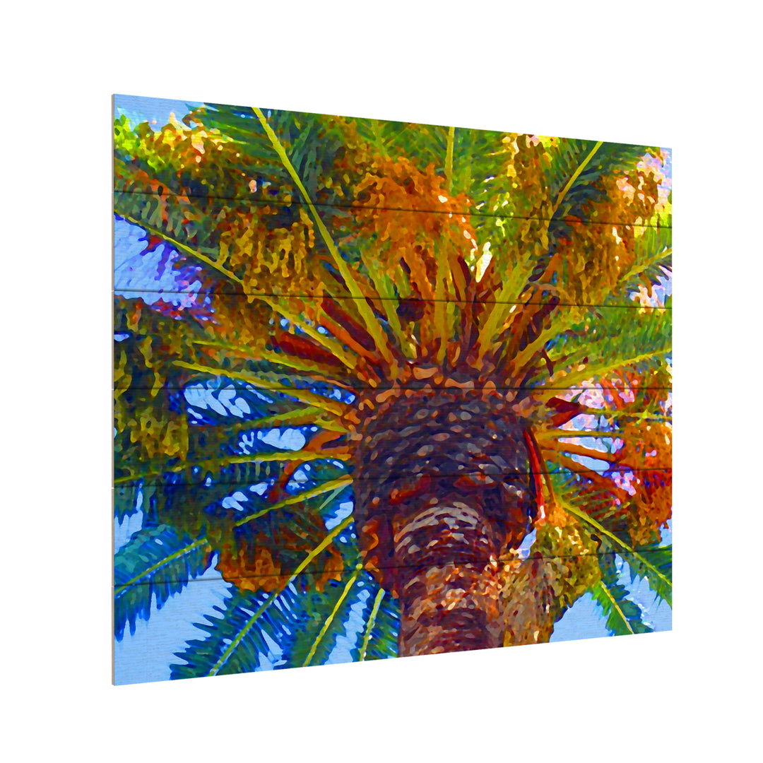 Wooden Slat Art 18 x 22 Inches Titled Palm Tree Looking Up Ready to Hang  Picture Image 3