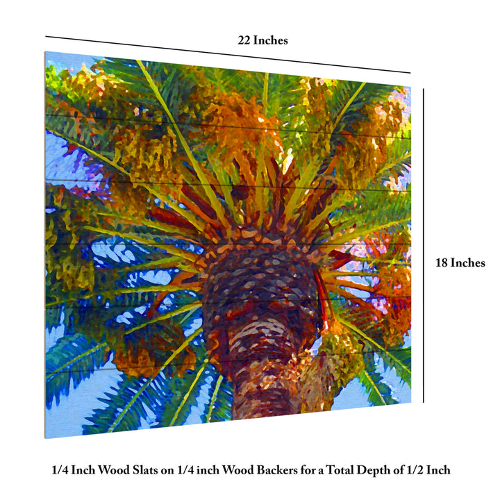Wooden Slat Art 18 x 22 Inches Titled Palm Tree Looking Up Ready to Hang  Picture Image 6