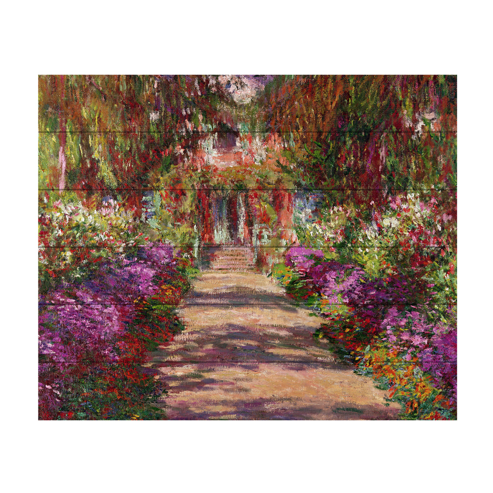 Wooden Slat Art 18 x 22 Inches Titled A Pathway in Monets Garden Ready to Hang  Picture Image 2