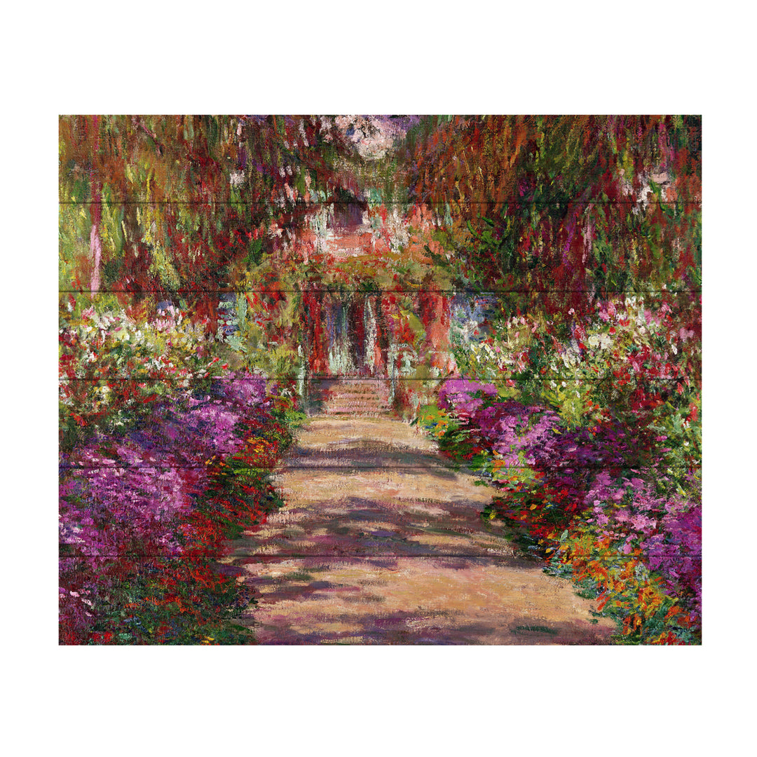 Wooden Slat Art 18 x 22 Inches Titled A Pathway in Monets Garden Ready to Hang Picture Image 2