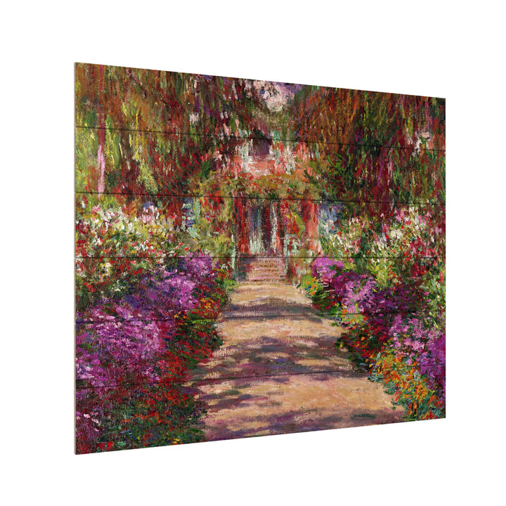 Wooden Slat Art 18 x 22 Inches Titled A Pathway in Monets Garden Ready to Hang Picture Image 3