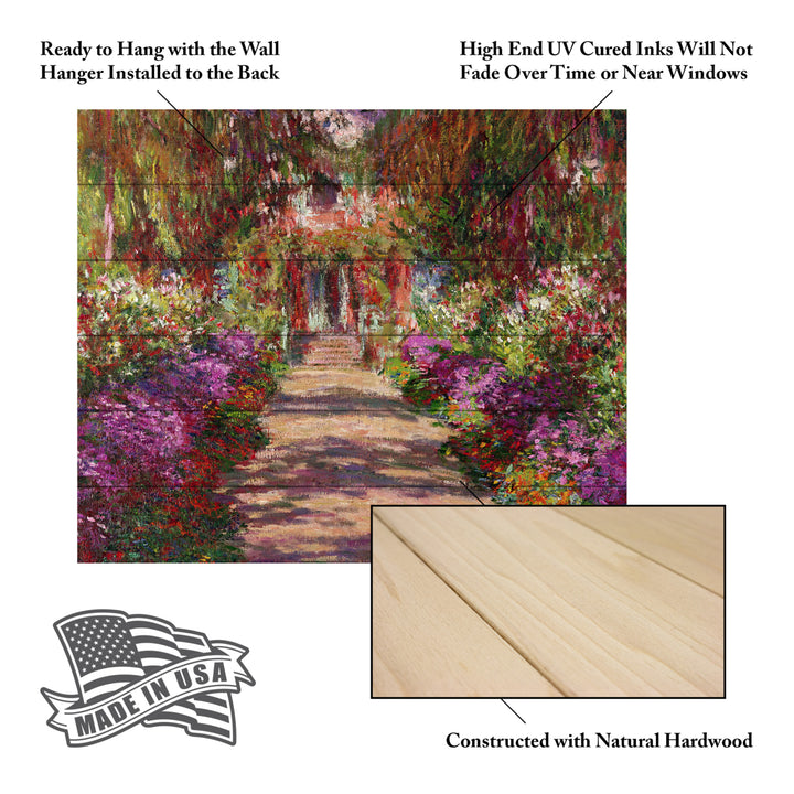 Wooden Slat Art 18 x 22 Inches Titled A Pathway in Monets Garden Ready to Hang Picture Image 5