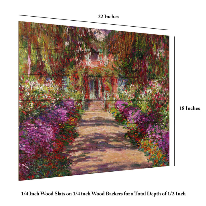 Wooden Slat Art 18 x 22 Inches Titled A Pathway in Monets Garden Ready to Hang Picture Image 6