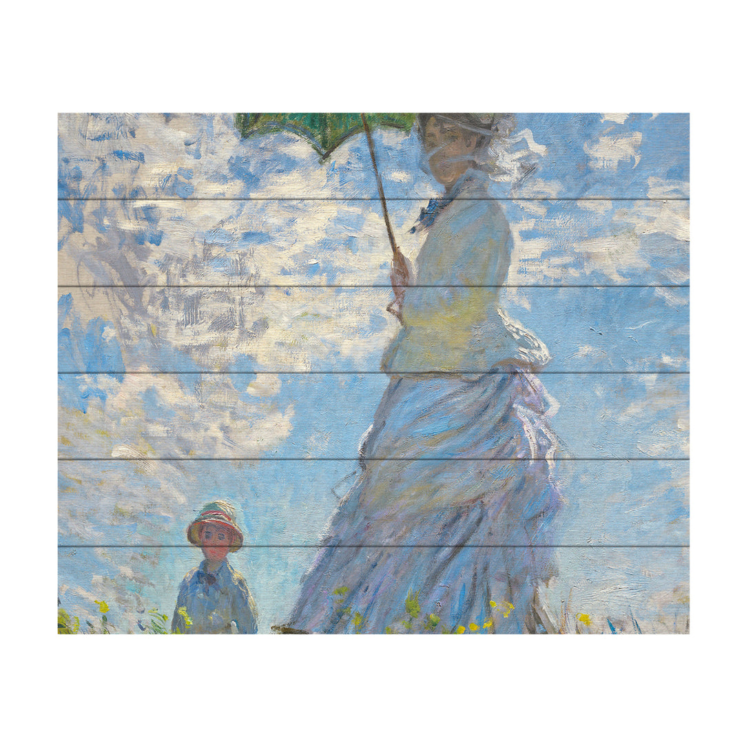 Wooden Slat Art 18 x 22 Inches Titled Woman With a Parasol 1875 Ready to Hang Picture Image 2