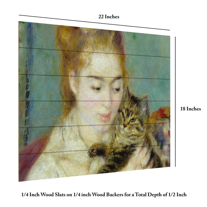 Wooden Slat Art 18 x 22 Inches Titled Woman With a Cat 1875 Ready to Hang Picture Image 6