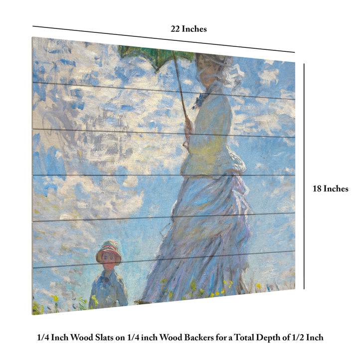 Wooden Slat Art 18 x 22 Inches Titled Woman With a Parasol 1875 Ready to Hang Picture Image 6