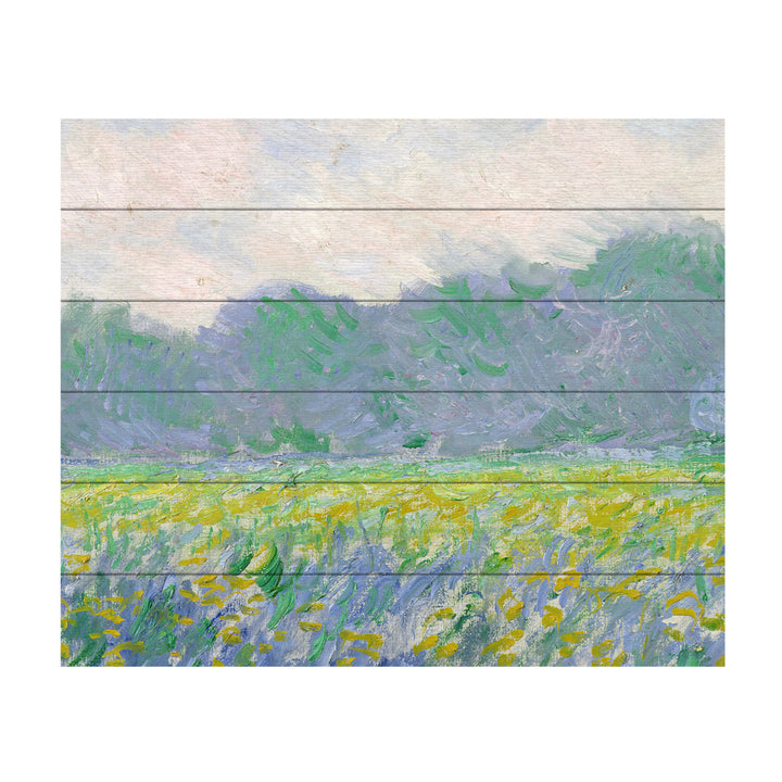 Wooden Slat Art 18 x 22 Inches Titled Field Of Yellow Irises Ready to Hang Picture Image 2