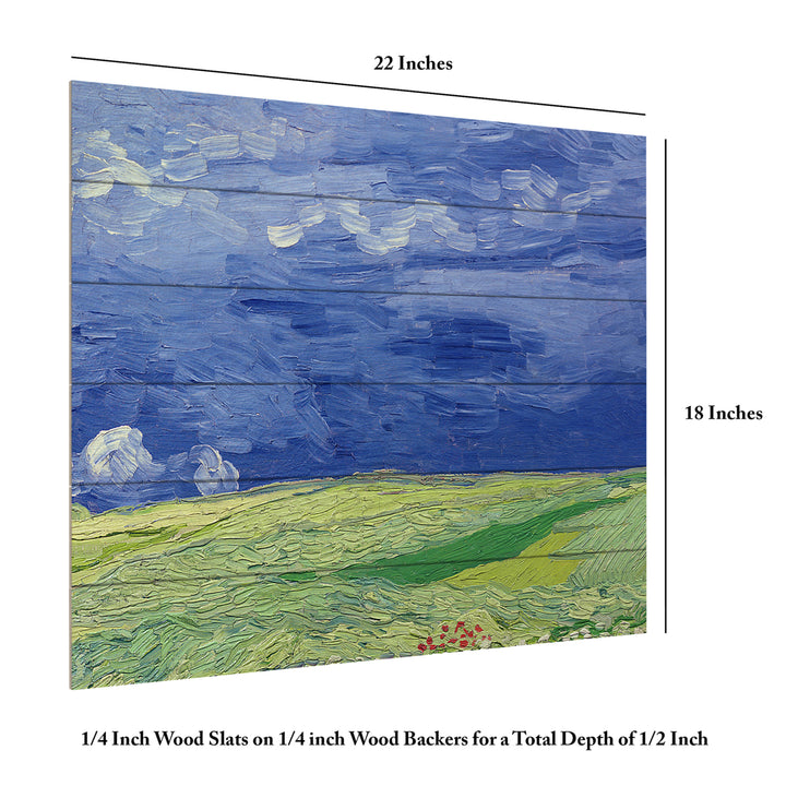 Wooden Slat Art 18 x 22 Inches Titled Wheatfields Under Thnderclouds Ready to Hang Picture Image 6