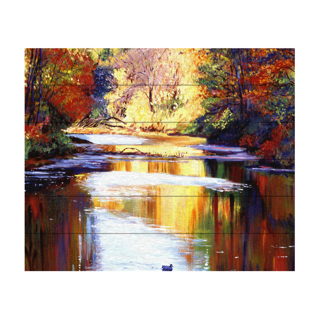 Wooden Slat Art 18 x 22 Inches Titled Reflections of August Ready to Hang Picture Image 2