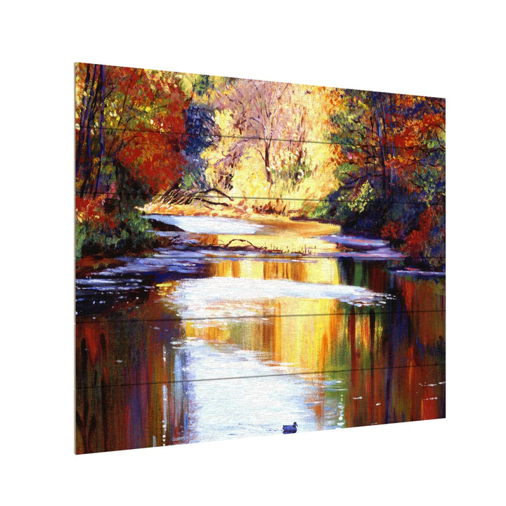 Wooden Slat Art 18 x 22 Inches Titled Reflections of August Ready to Hang Picture Image 3