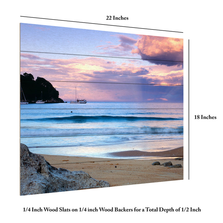 Wooden Slat Art 18 x 22 Inches Titled Kaiteriteri Sunset Ready to Hang Picture Image 6