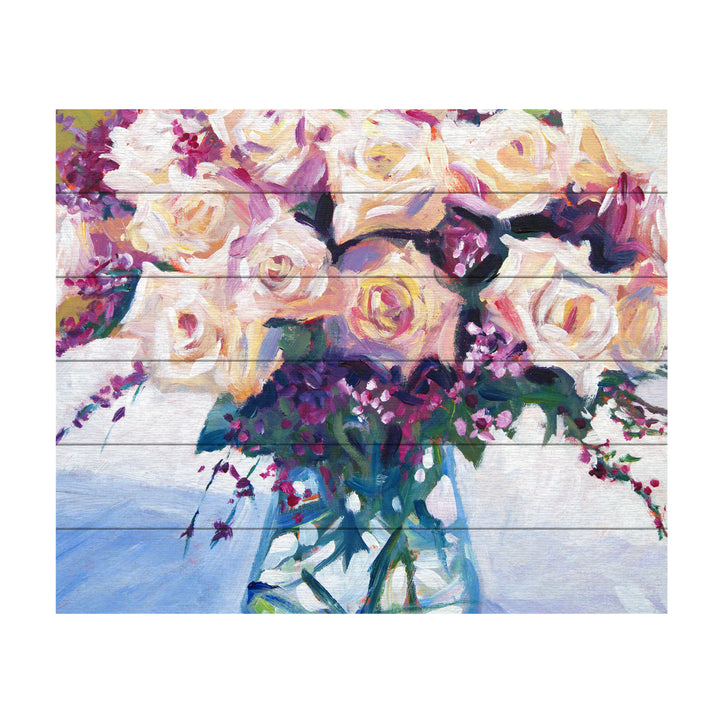 Wooden Slat Art 18 x 22 Inches Titled Roses in Glass Ready to Hang Picture Image 2