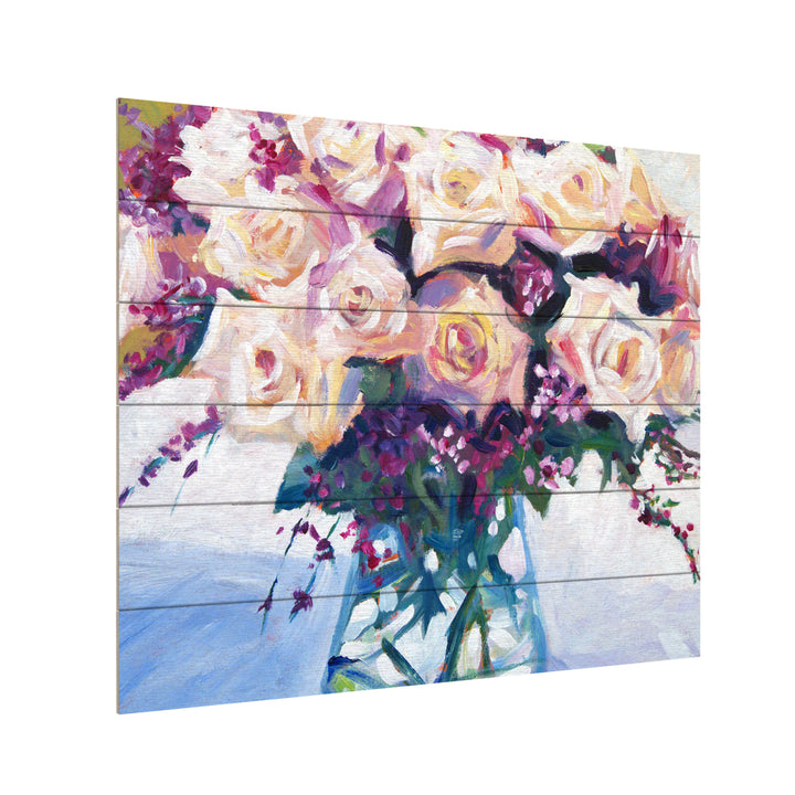 Wooden Slat Art 18 x 22 Inches Titled Roses in Glass Ready to Hang Picture Image 3