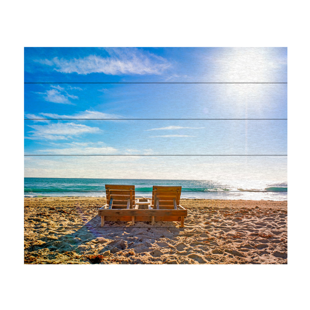 Wooden Slat Art 18 x 22 Inches Titled Florida Beach Chair Ready to Hang  Picture Image 2