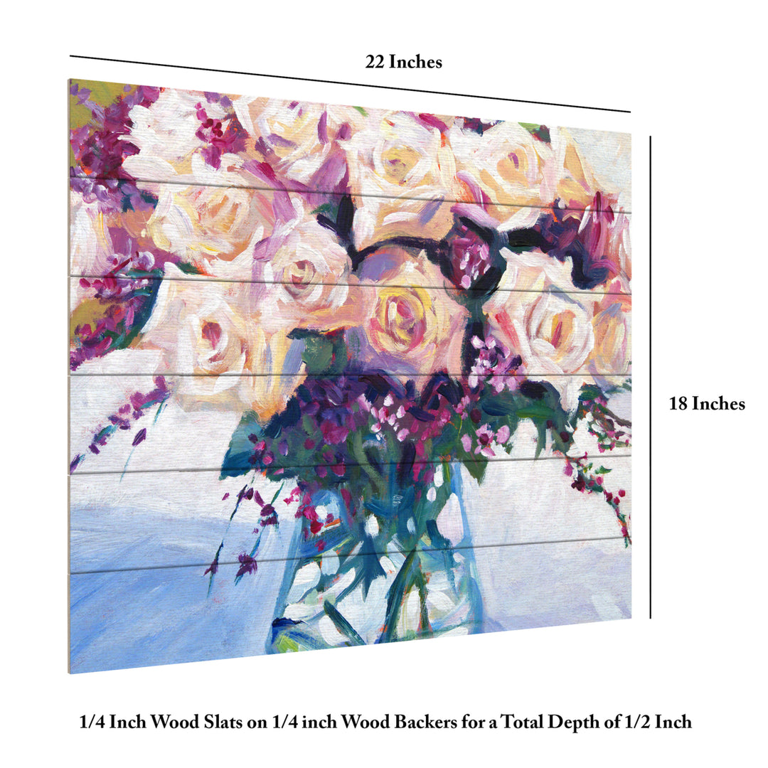 Wooden Slat Art 18 x 22 Inches Titled Roses in Glass Ready to Hang Picture Image 6